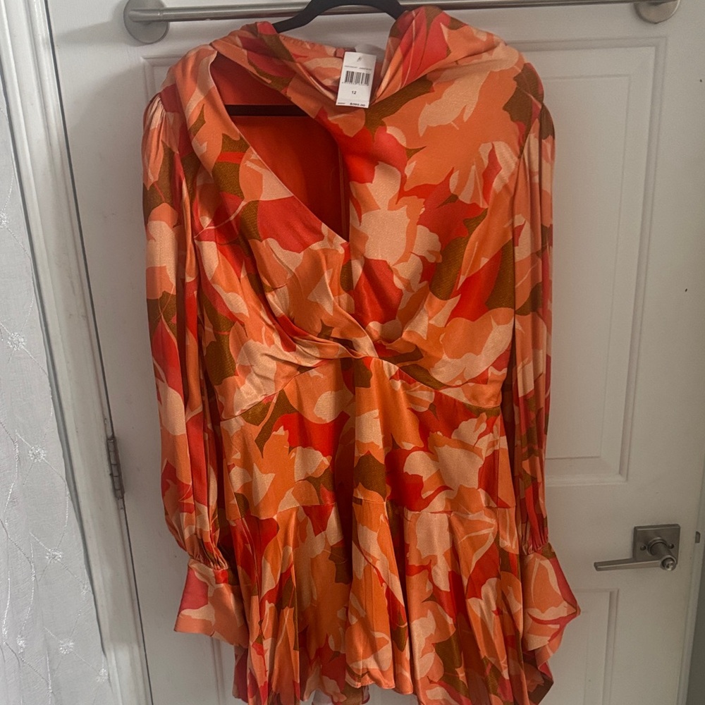 Acler Orange Floral Mini Dress